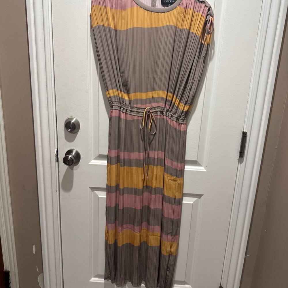 Fab’rik Multicolor Striped Pleated Maxi Dress size Small